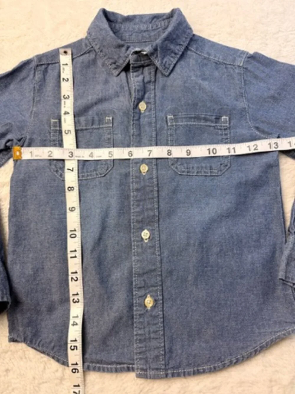 Carter’s Boys 4T Chambray Denim Button Down Shirt Long Sleeve Blue